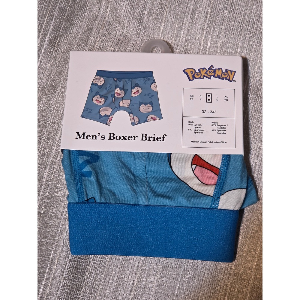 Pokemon Snorlax Mens Boxer Briefs Blue Bioworld All Over Print Size Medium 32-34